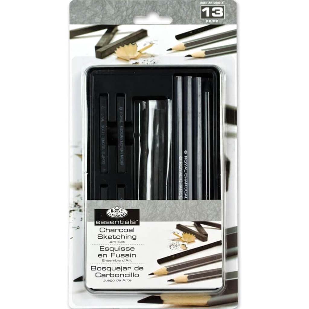 Charcoal Sketching Tin Art Set 13pc 