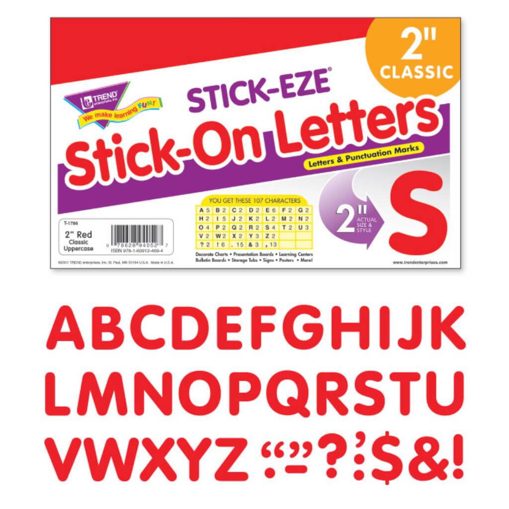 Stick-On Letters Classic Uppercase 2" Red 