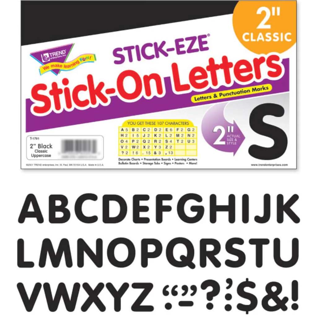 Letters &amp; Marks Stick On Letters 2In Black 