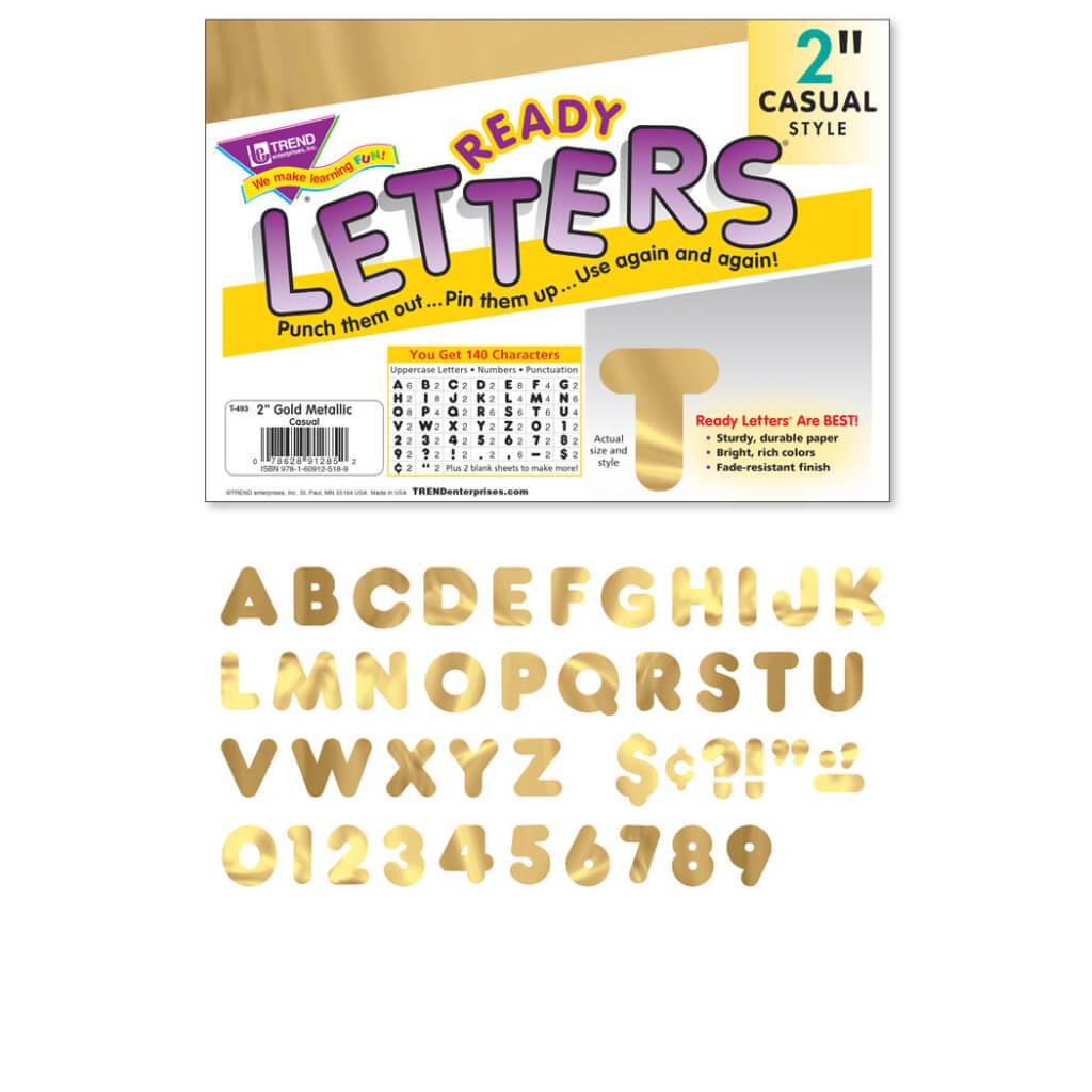 Ready Letters Casual Style Metallic Gold 2" 