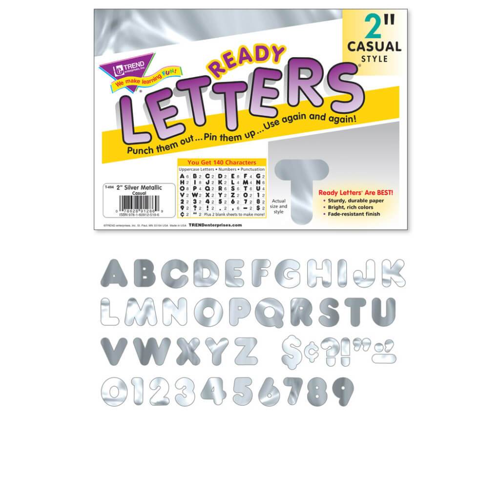 Ready Letters Casual Style Metallic Silver 2" 