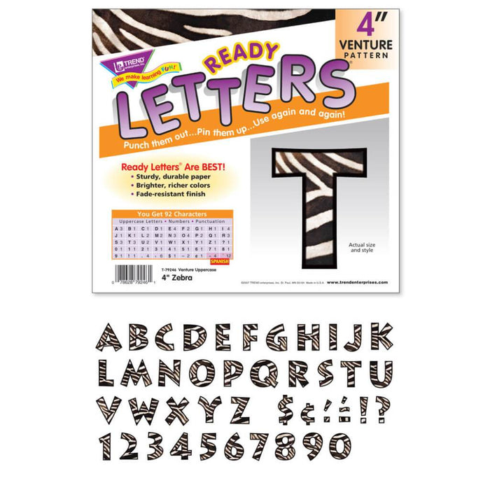 Ready Letters Zebra Venture Uppercase 4" 
