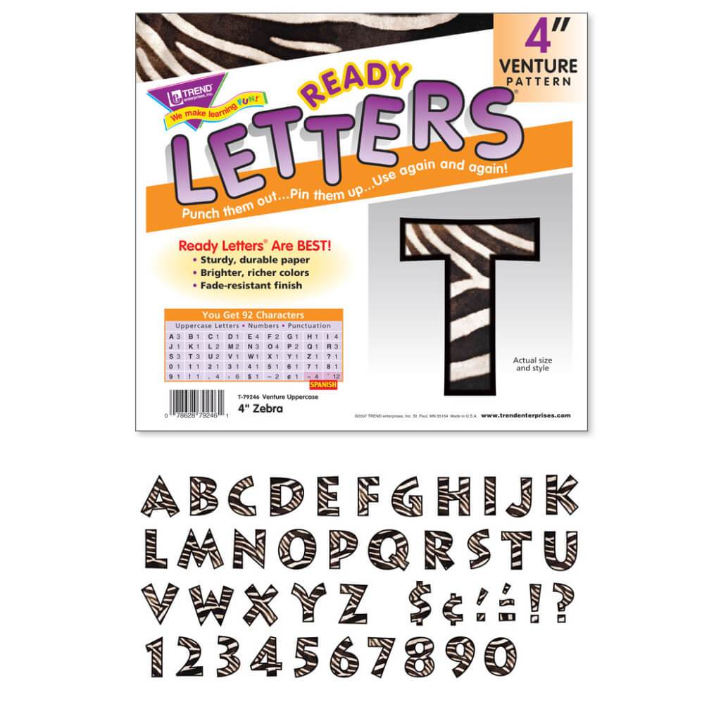 Ready Letters Zebra Venture Uppercase 4" 