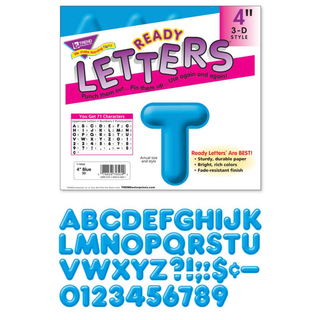 Ready Letters 3D Style 4" Blue 