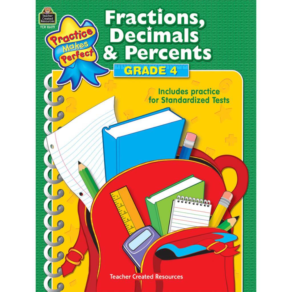 Fractions, Decimals &amp; Percent Book Grade 4 