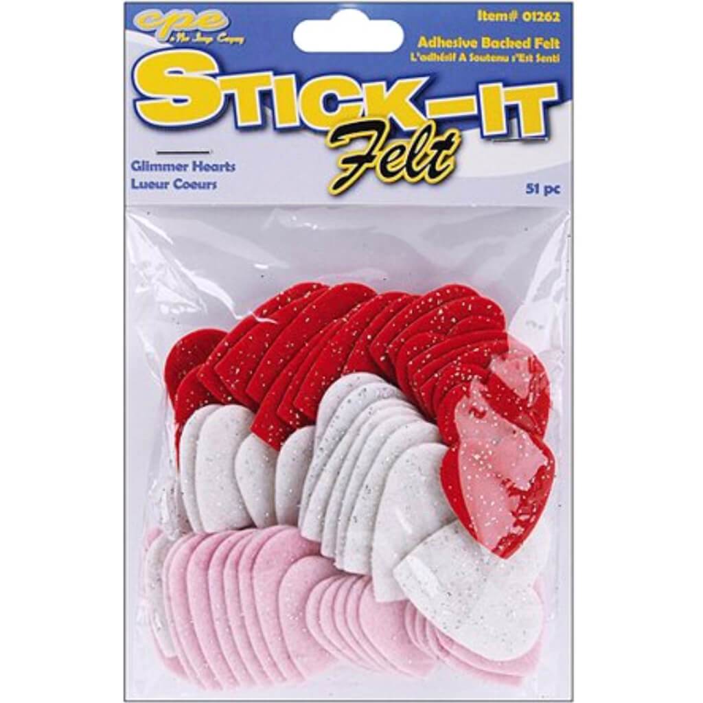 Stick-It Felt Glimmer Heart 51pcs