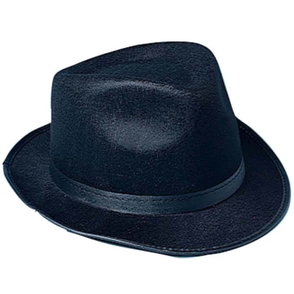 Black Felt Fedora Hat 