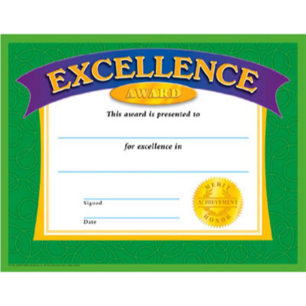 Excellence Award 30 Certificate 