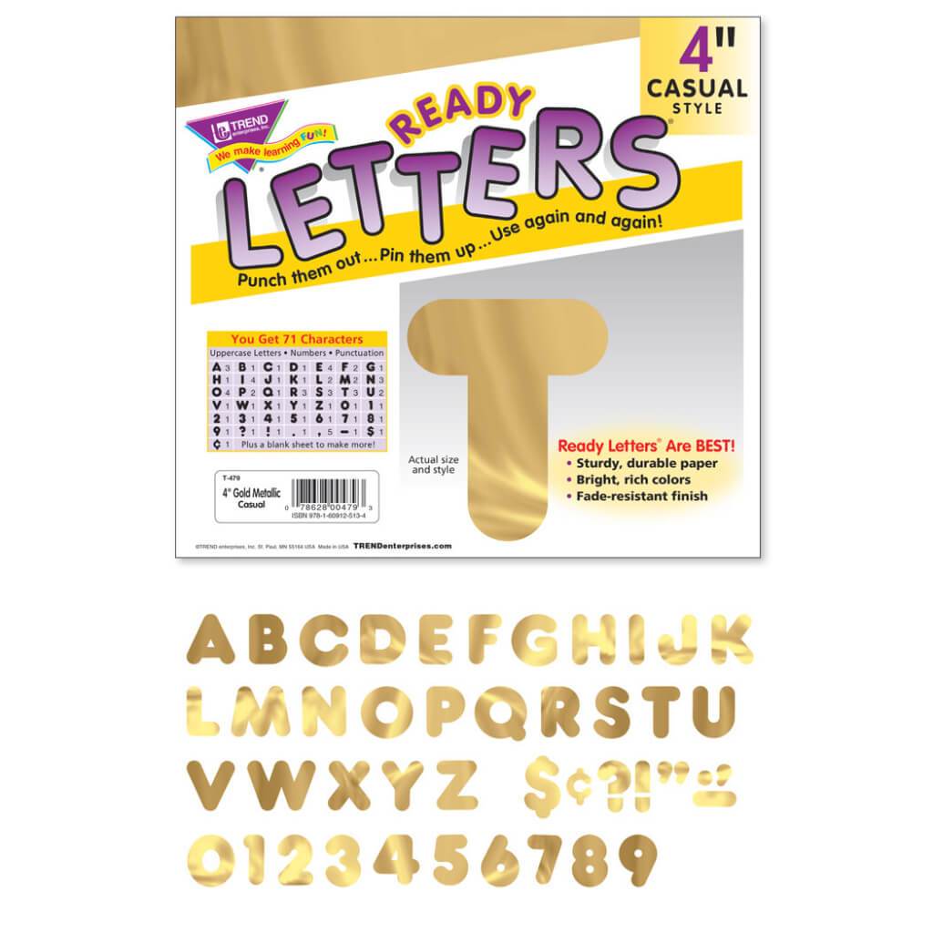 Metallic Ready Letters 4" Gold 