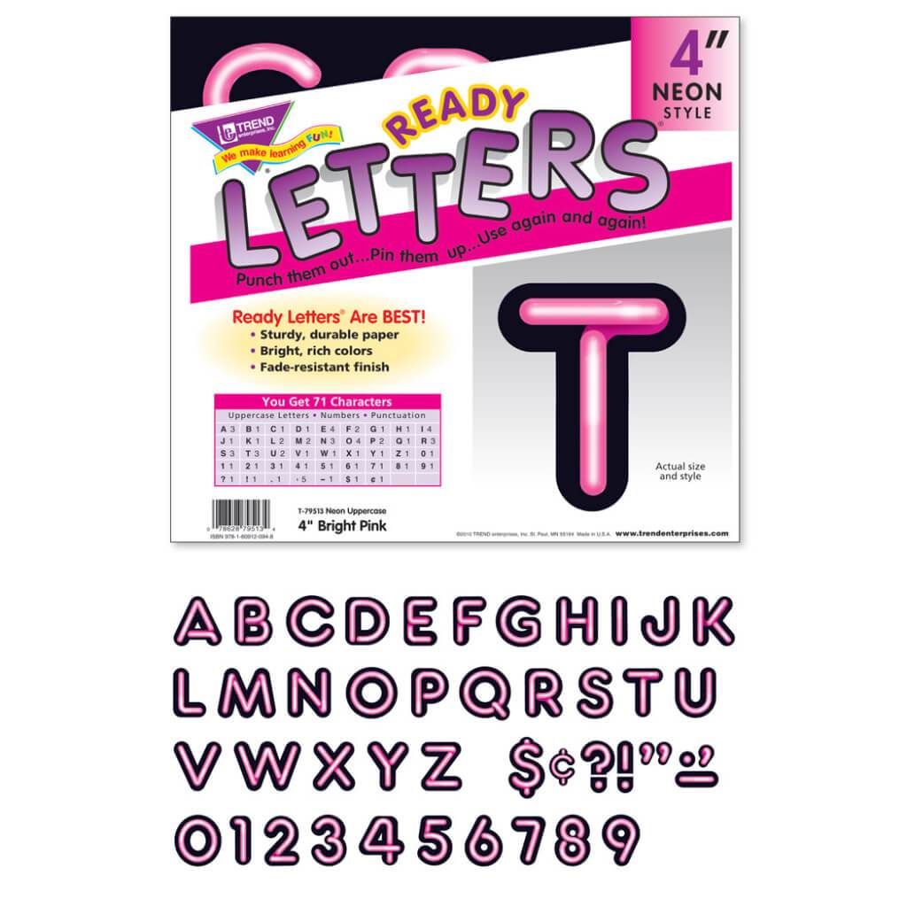 Ready Letters Uppercase Bright Pink 4&quot; 