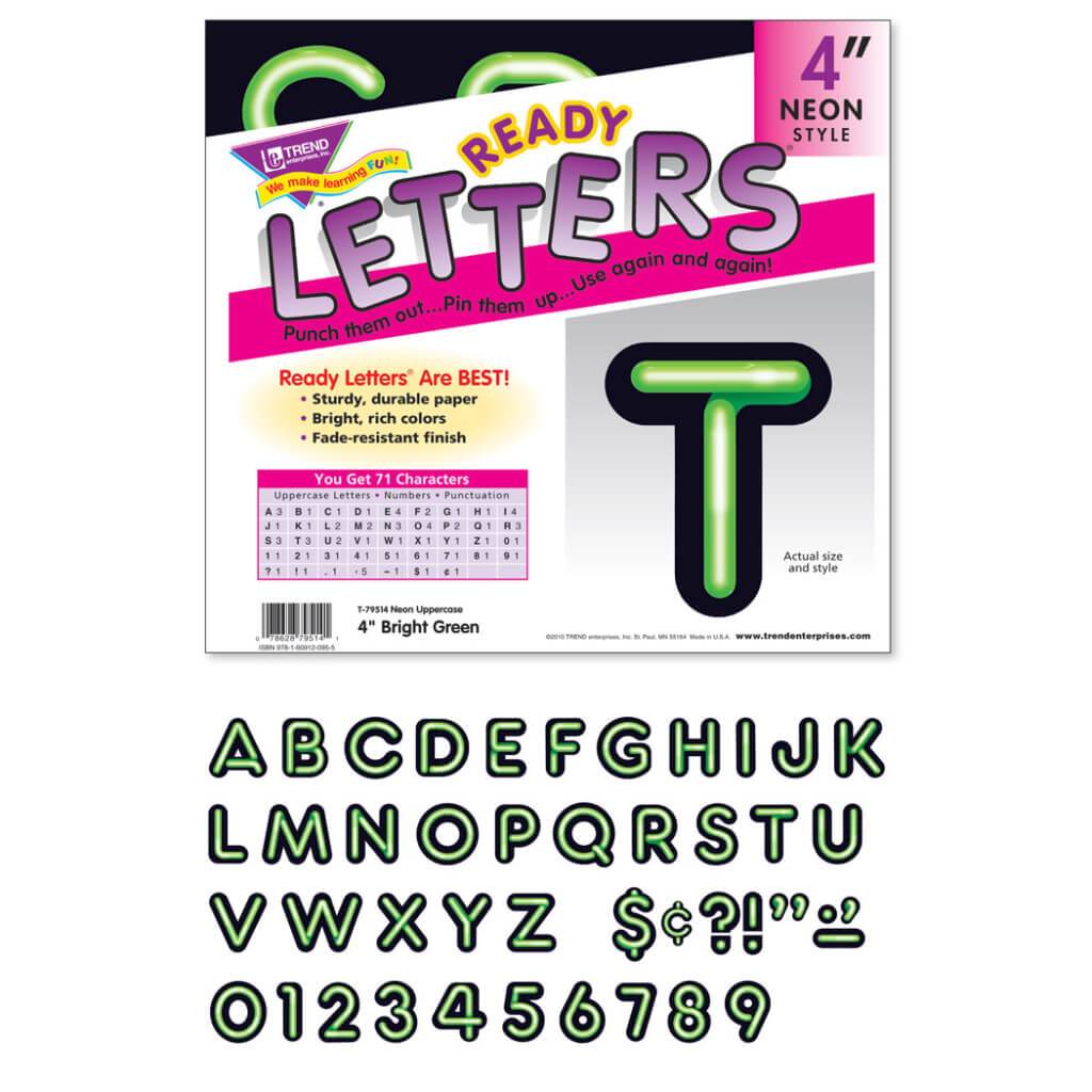 Ready Letters Uppercase Bright Green 4" 
