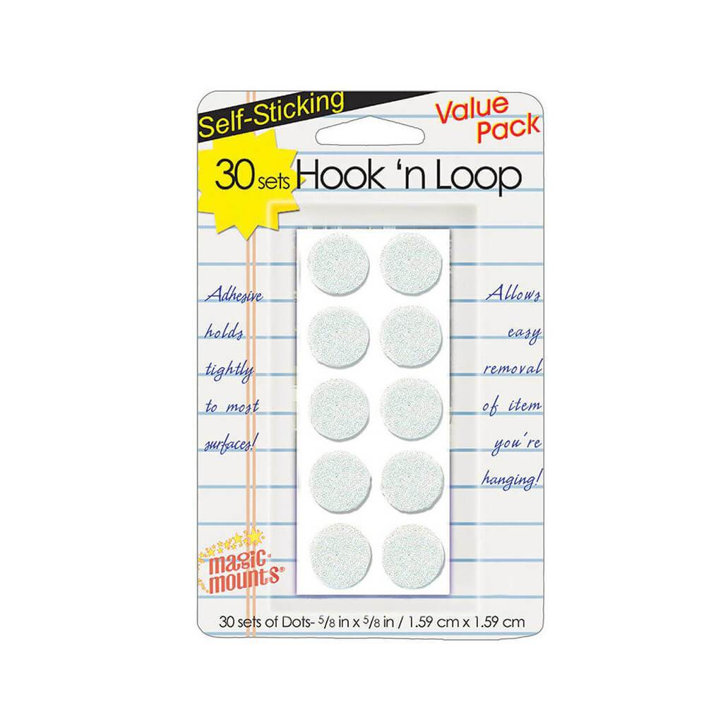 HOOK N LOOP DOTS 30 SETS  WHITE 