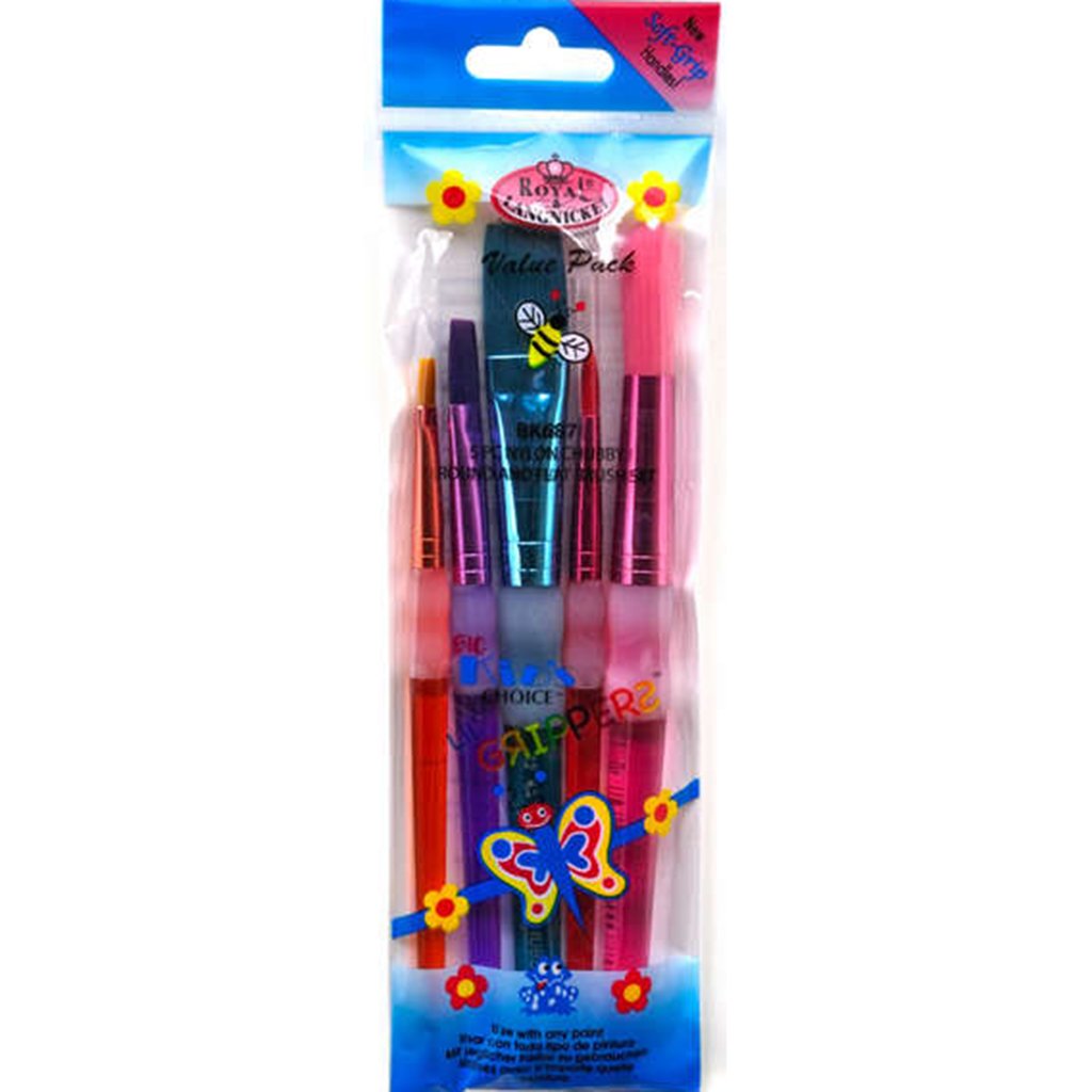 Nylon Chubby Round &amp; Flat Brush Set 5pcs