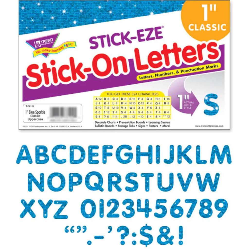 Stick On Letters Sparkle Classic Uppercase 1In Blue 