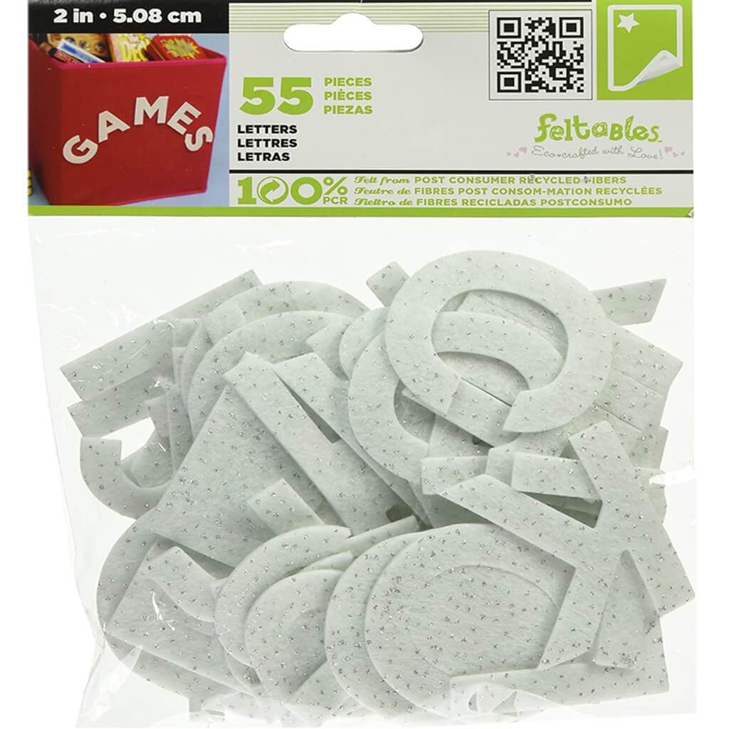 Stick-It Felt Letters Glimmer 2in White 55pcs