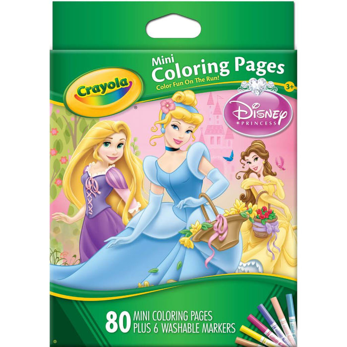 Crayola Disney Princess 80 Mini Coloring Pages & 6 Washable Markers