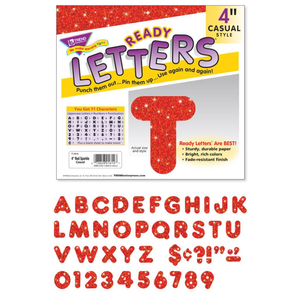 Ready Letters Sparkle Casual 4" Red 