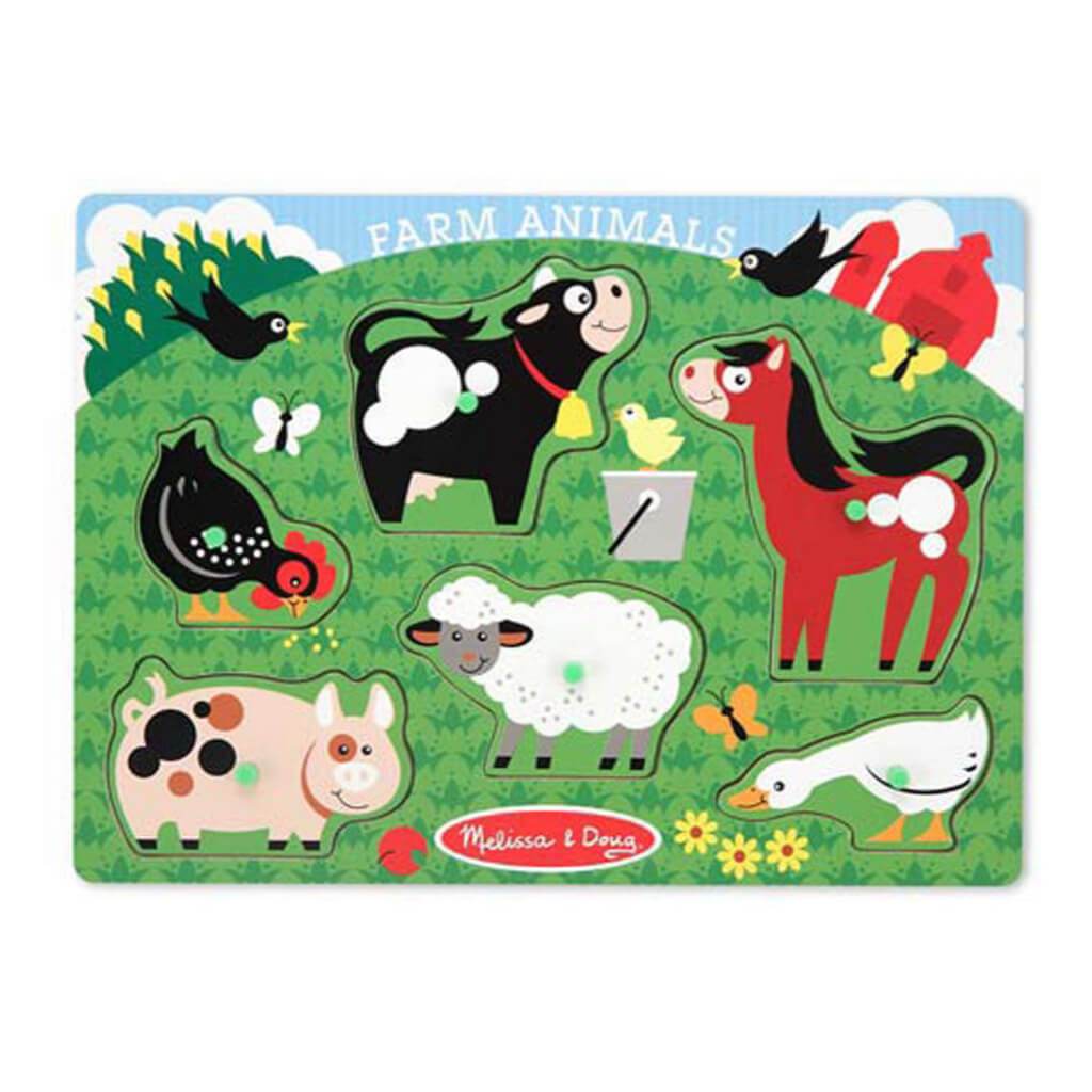 Farm Animals Peg Puzzle - 6 Pieces