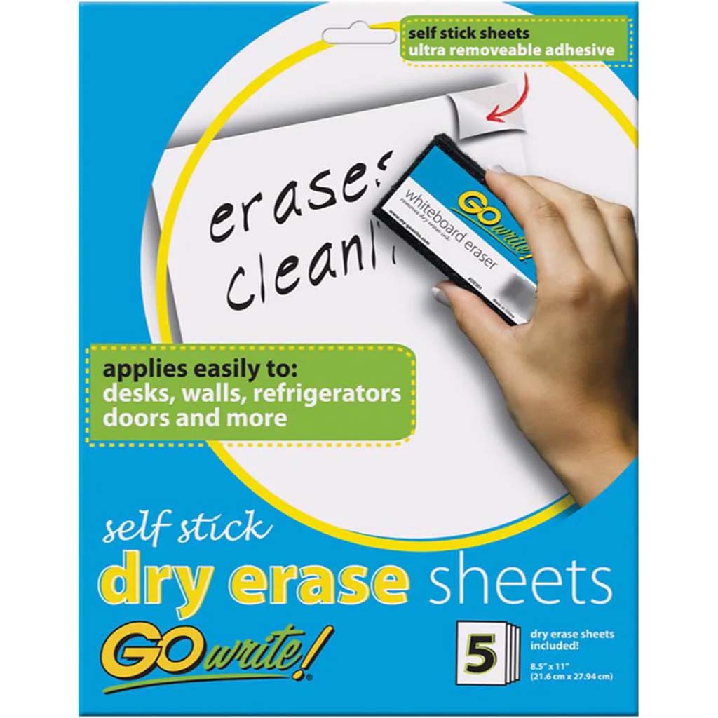Dry Erase Sheets Self Adhesive 8.5in x 11in White