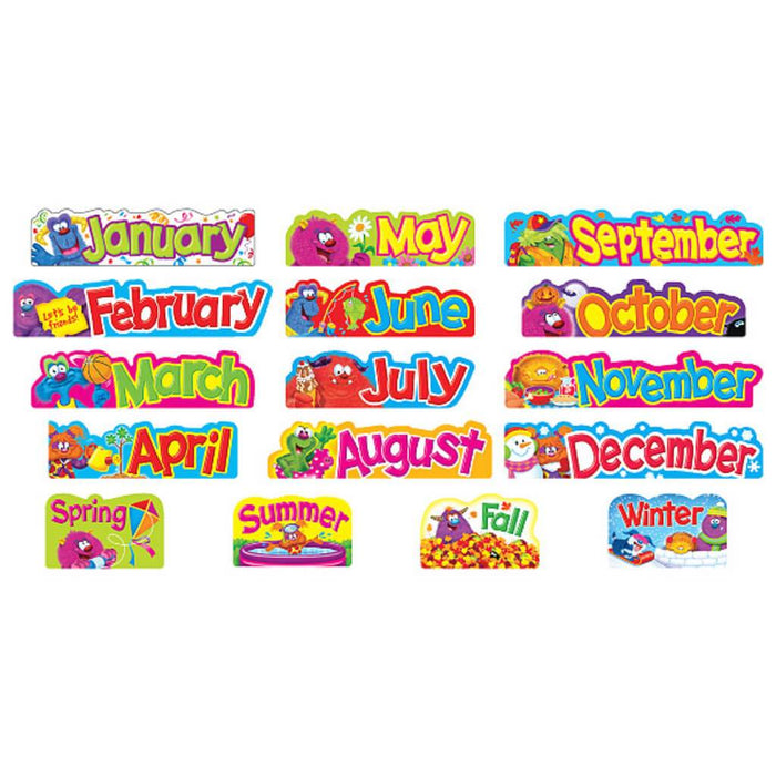 Furry Friends Monthly & Seasonal Headers Mini Bulletin Board Set 