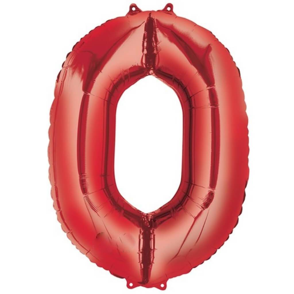 Foil Balloon Number 0  34in Red