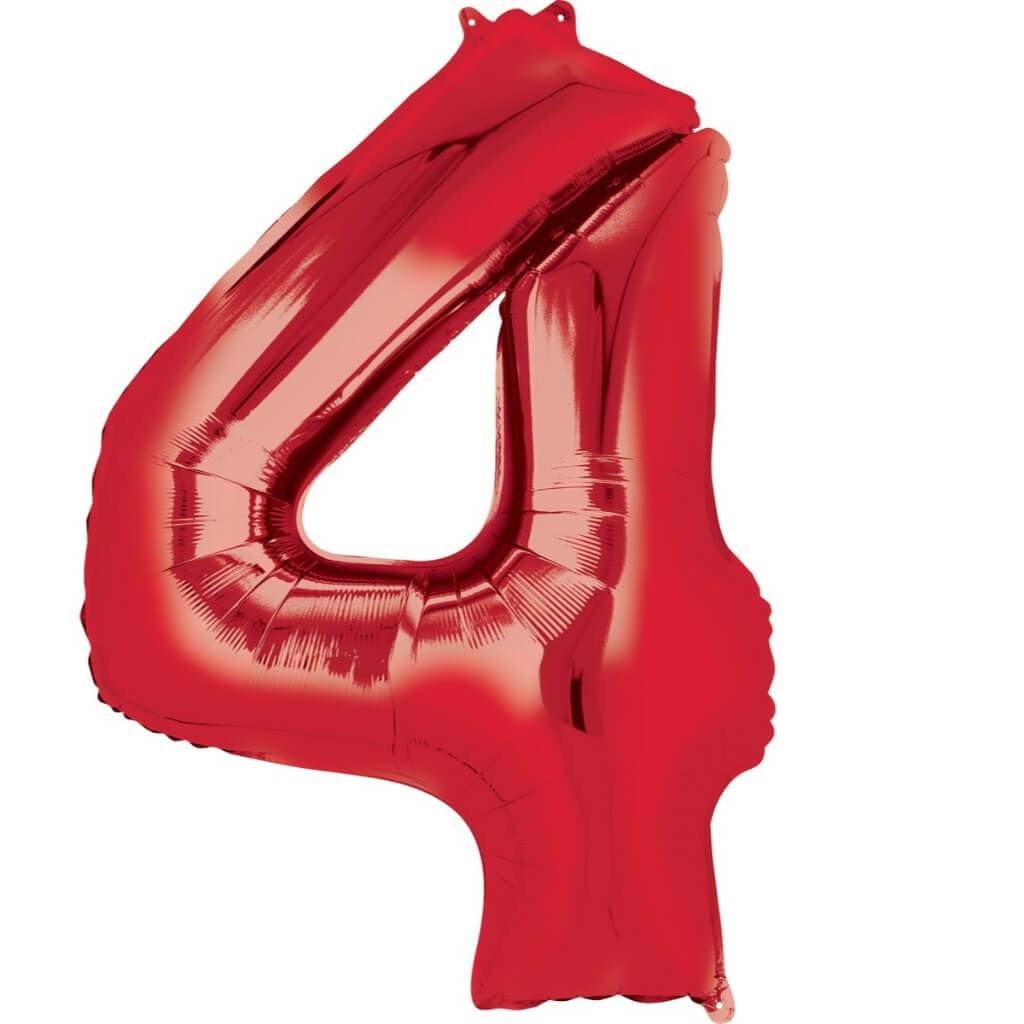 Foil Balloon Number 4  34in Red