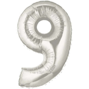 Foil Balloon Number 9 Megaloon  40in Silver