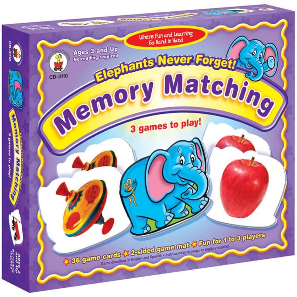 Elephants Never Forget Memory Matching Board Game 