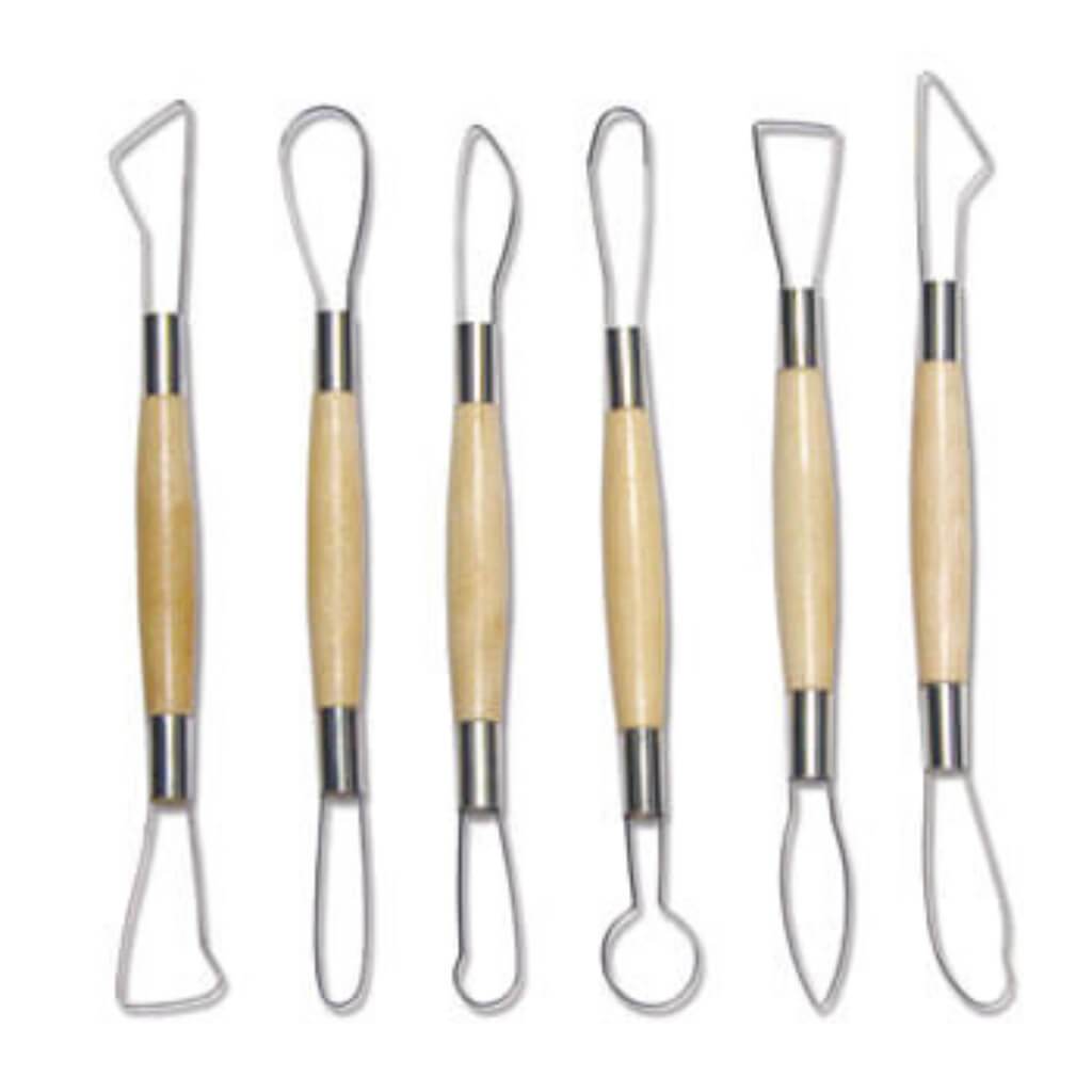 Wooden Twin End Ribbon Pottery Clay Tool 8in 6pcs