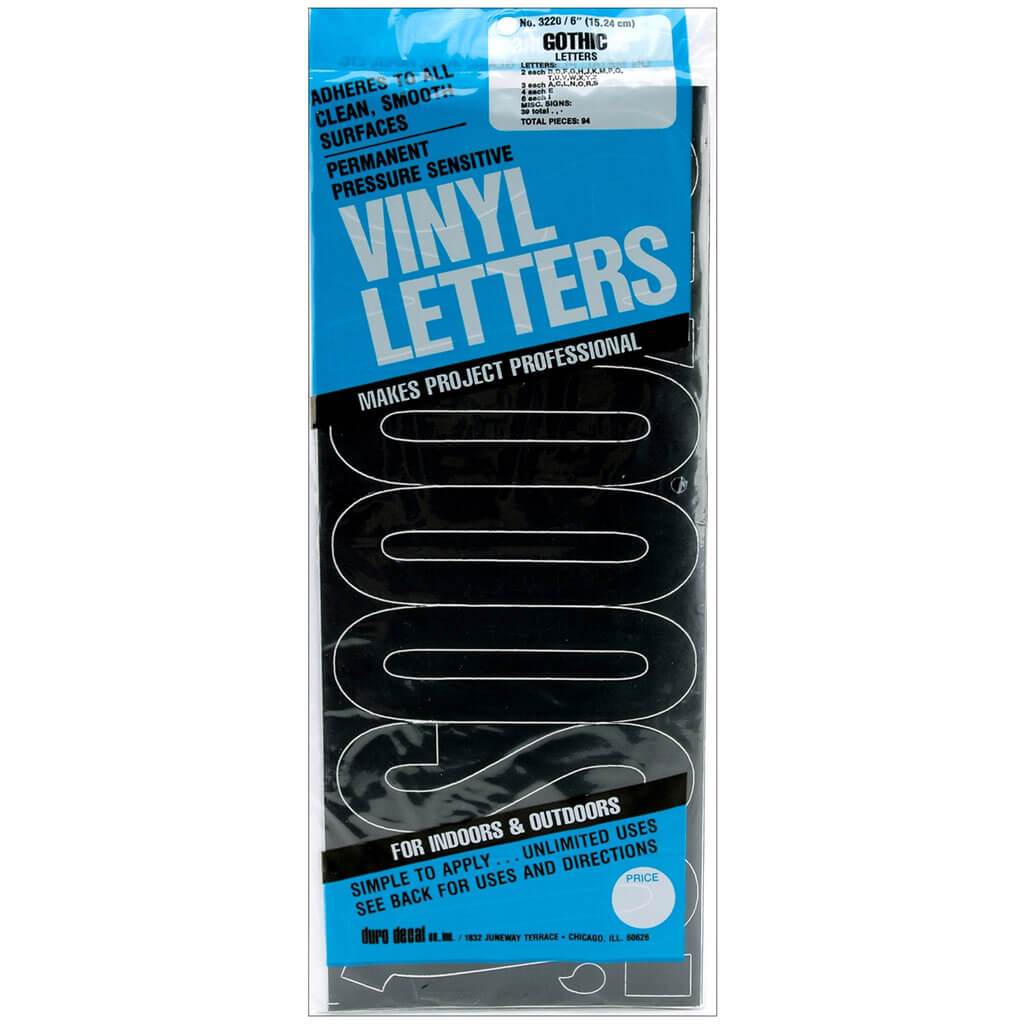 Permanent Adhesive Vinyl Letters 6in Black