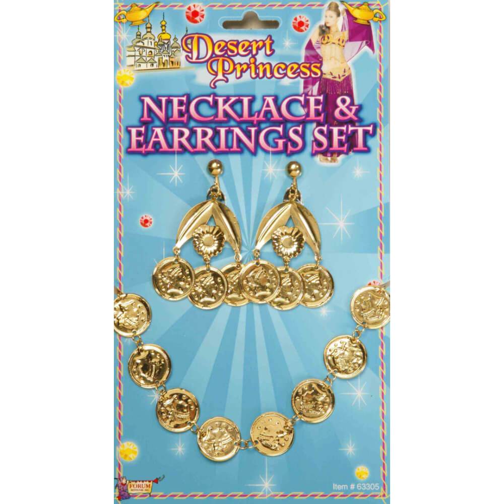 Gold Coin Necklace &amp; Earrings