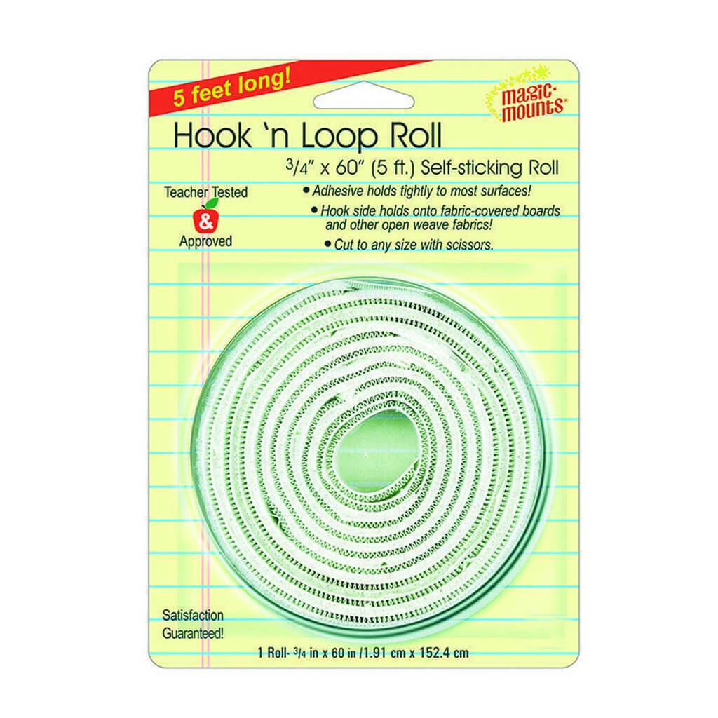 HOOK N LOOPS ROLL WHITE 3/4&quot; X 60&quot; 