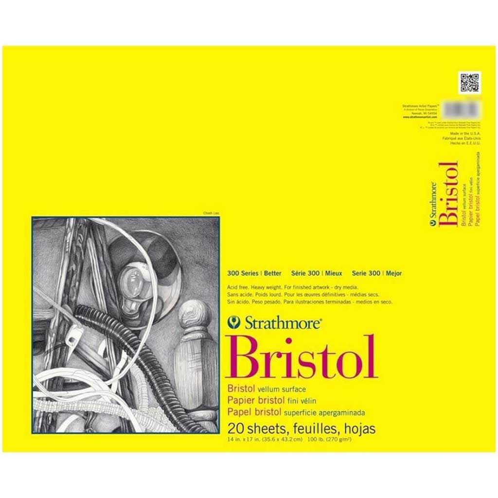Strathmore 300 Series Bristol Pad 14in x 17in, Vellum, 20 Sheets
