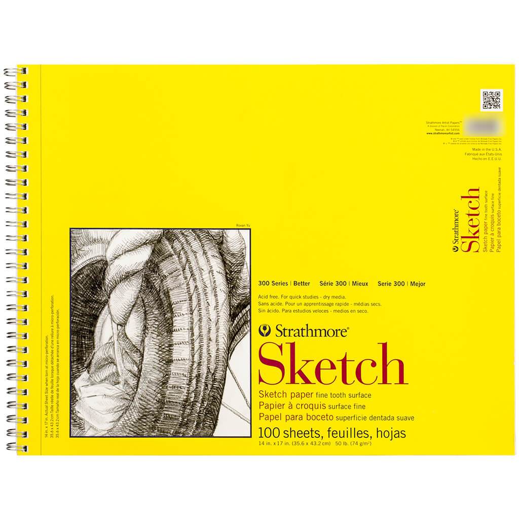 Strathmore 300 Spiral Binding Sketch Pad 50 Pound 14in x 17in 100 Sheets