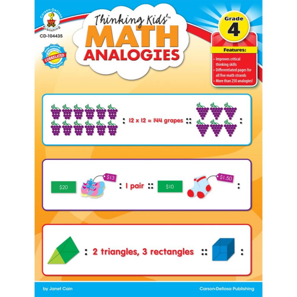 Thinking Kids Math Analogies Resource Book Grade 4 