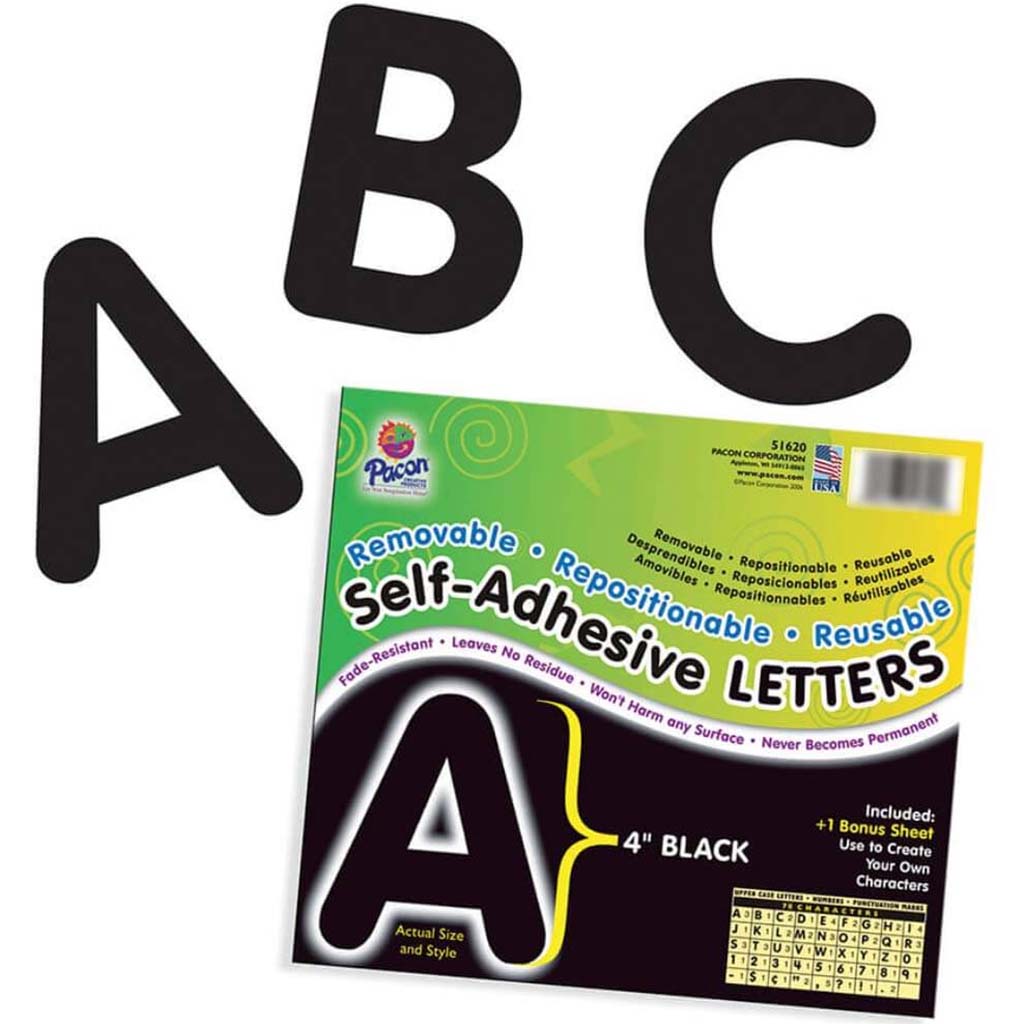 Self Adhesive Vinyl Letters 4in Black