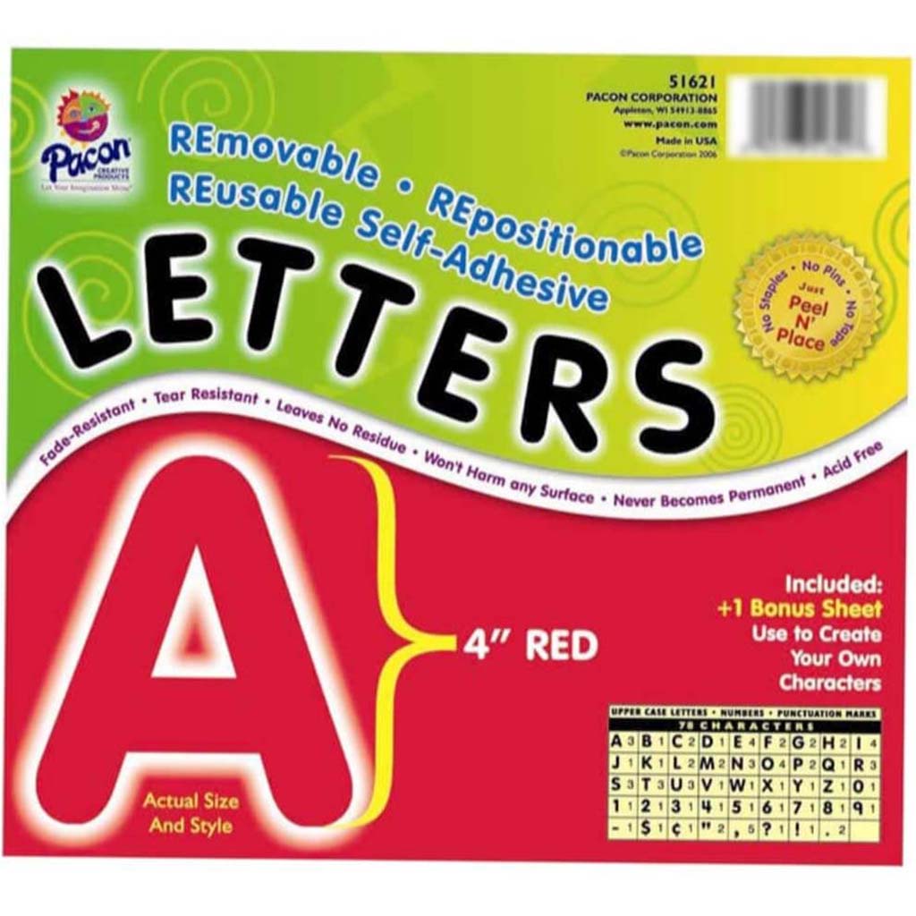 Self Adhesive Vinyl Letters 4in Red