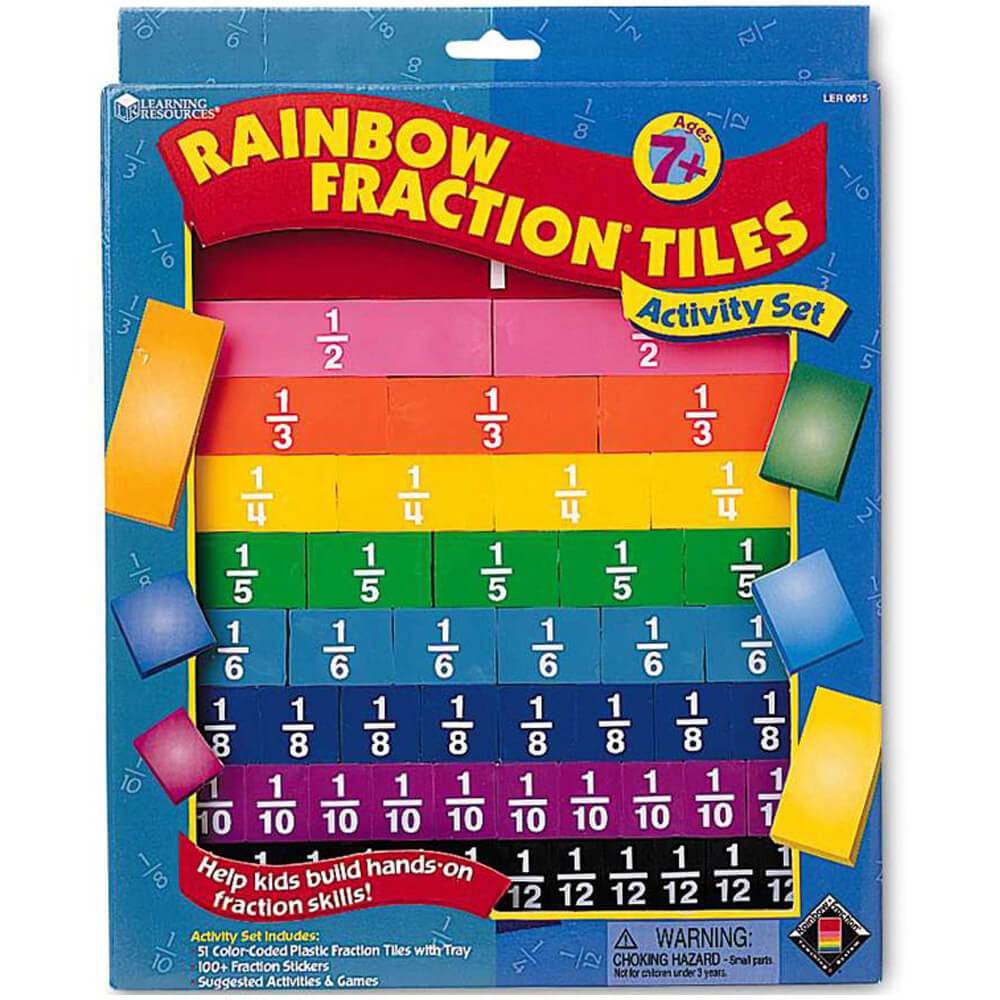 Rainbow Fraction Plastic Tiles With Tray 