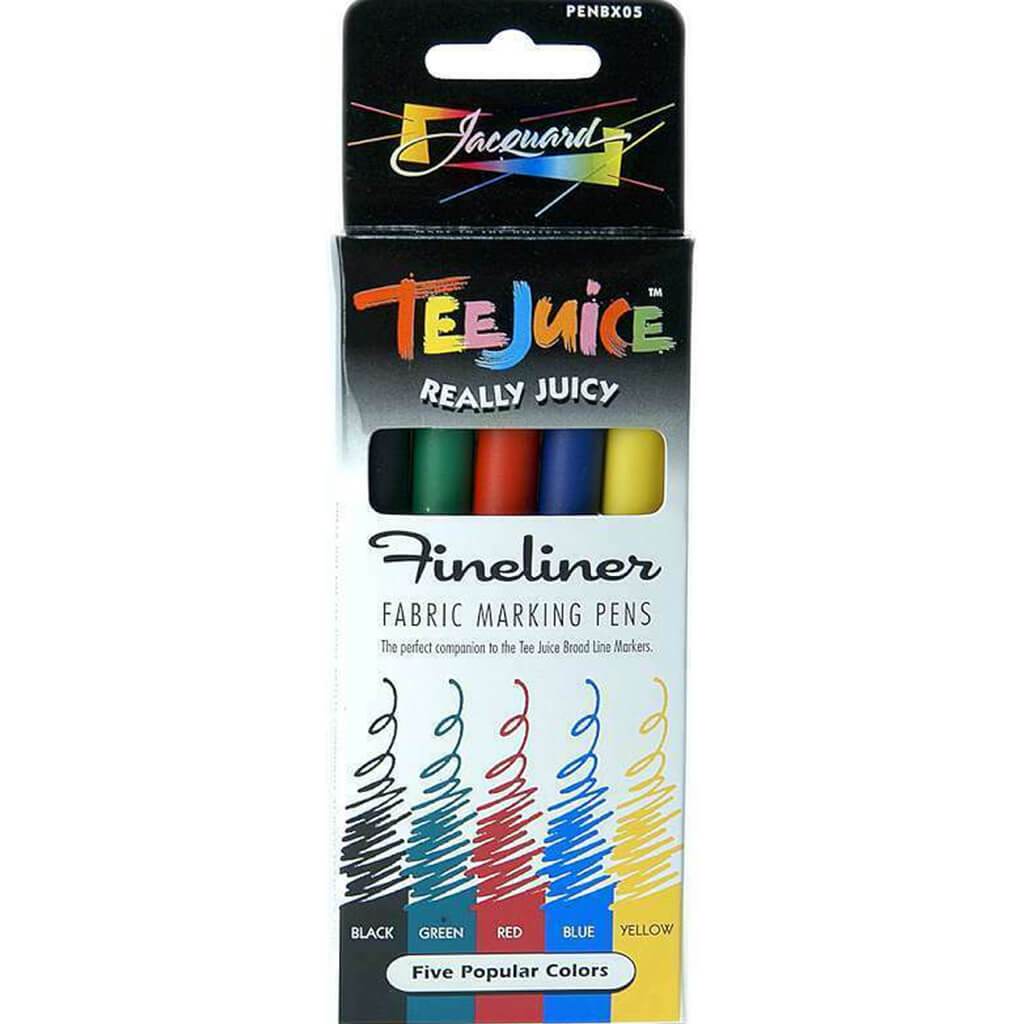 Jacquard Tee Juice Fabric Marker Fine Liner Set 5ct