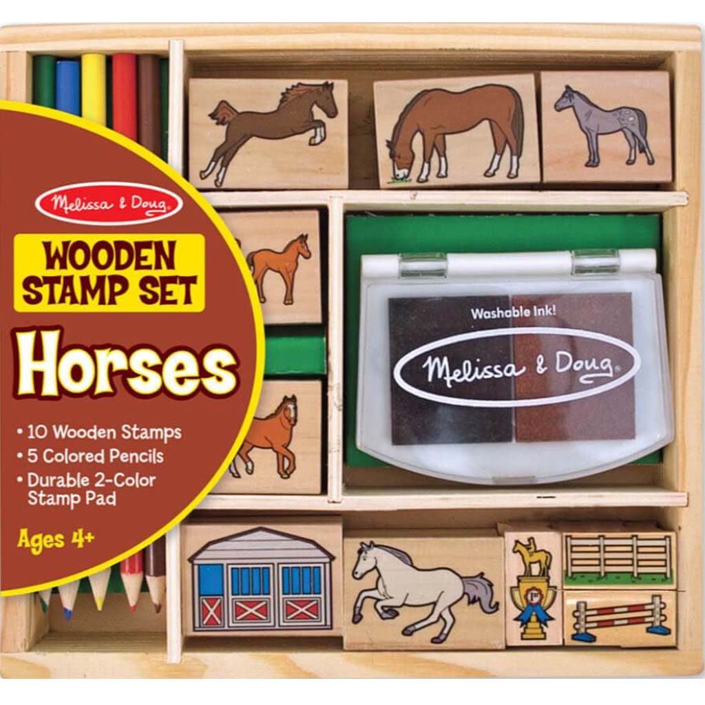 WOODEN STAMP SET HORSE STABLE 