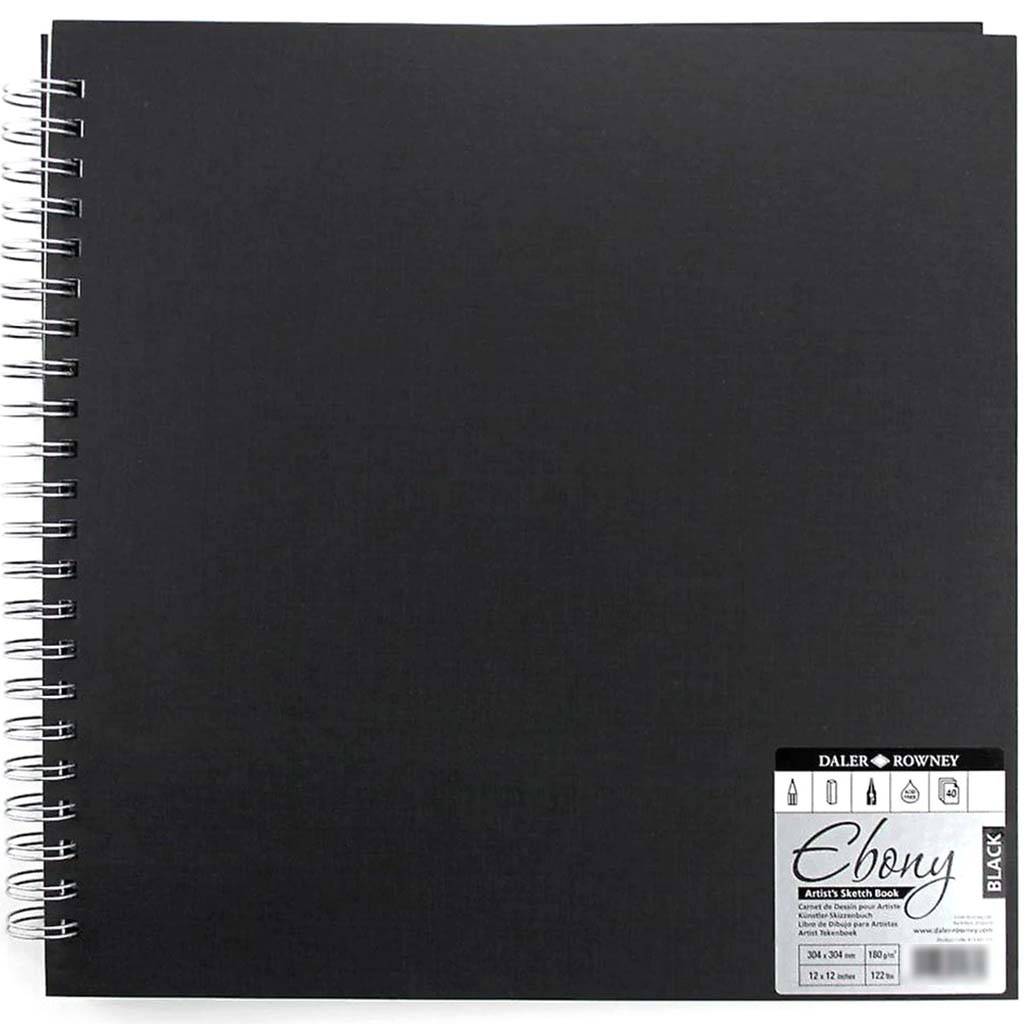 Sketchbook Black Square Spiral 12in x 12in