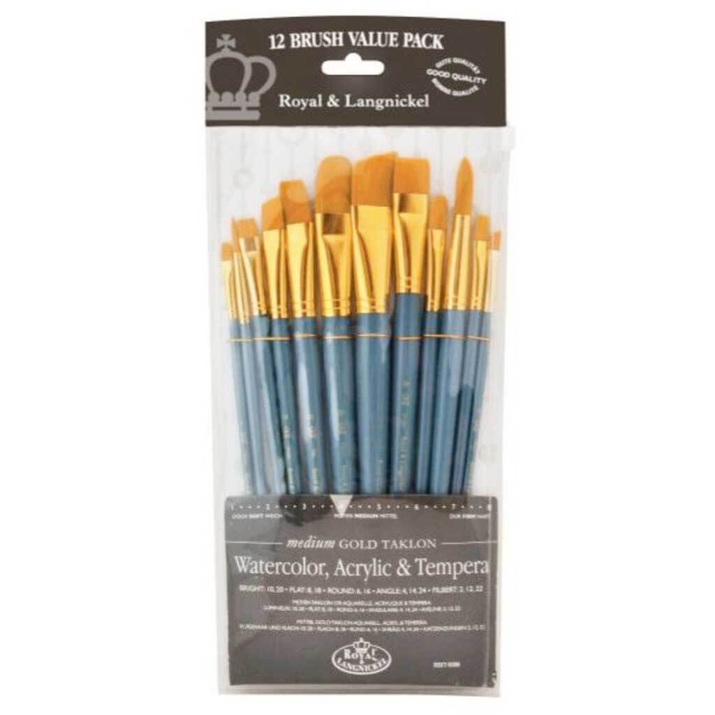 Golden Taklon Angular Variety Pack Brush Set of 12