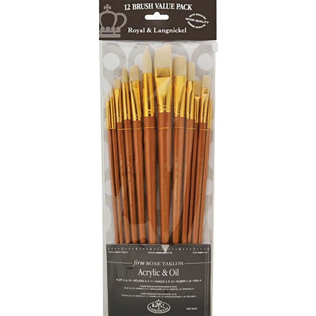 Royal and Langnickel Long Handle Bone Taklon Brush Set 12pcs