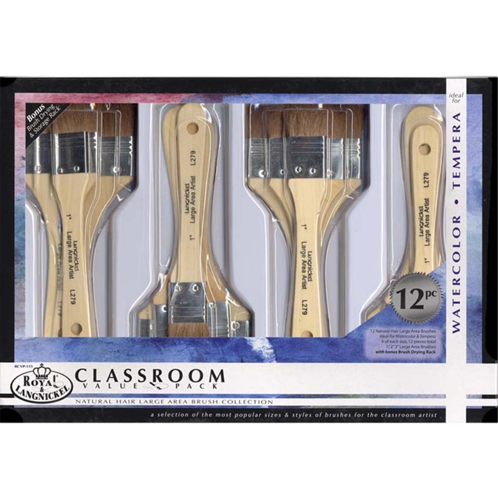 Royal Langnickel Large Area Natural Hair Classroom Value Pack 12pcs