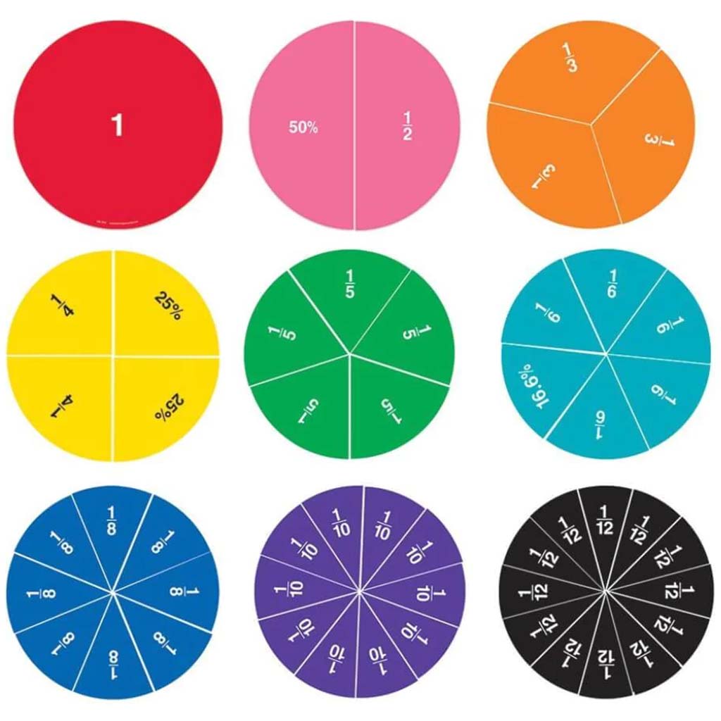 Double-Sided Magnetic Demonstration Rainbow Fraction Circles 