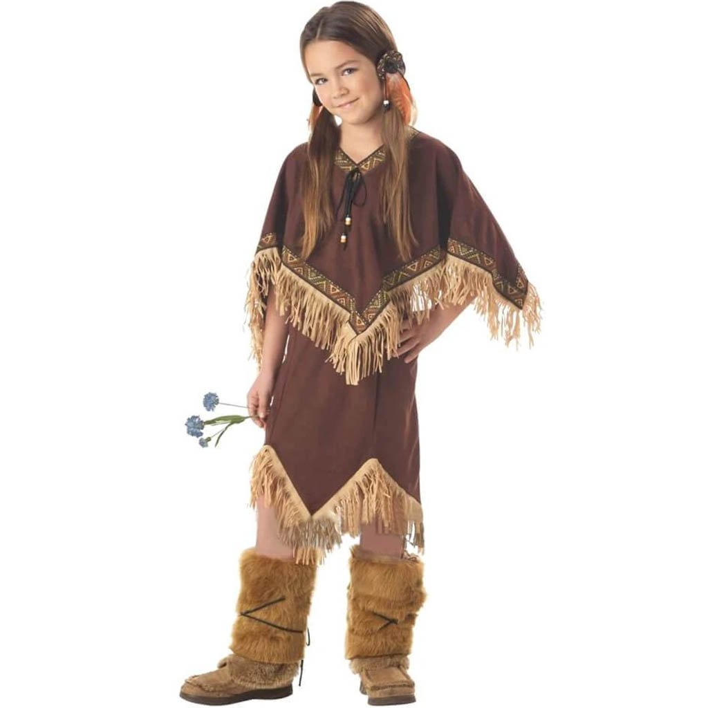 AOTHSO 7 Pieces Girls Halloween Native American Costume Set Brown Indian  Princess Outfit Mardi Gras Purim Party Cosplay Dress