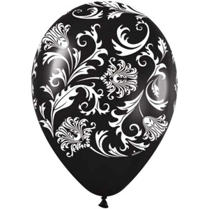 Latex Balloon Damask Met Black 11in