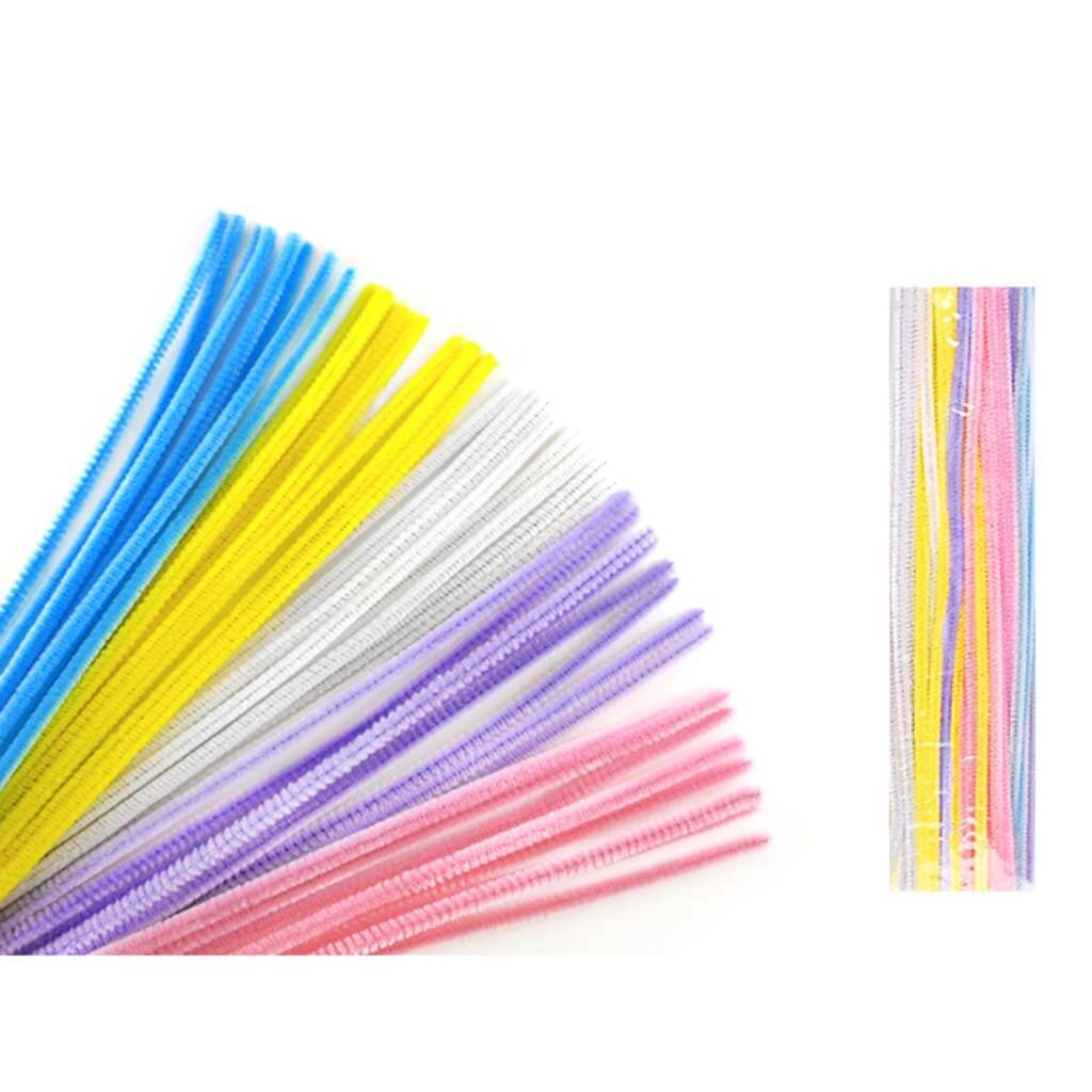 PIPE CLEANERS CHENILLE STEMS 6MMX12IN PASTEL MIX PASTEL 