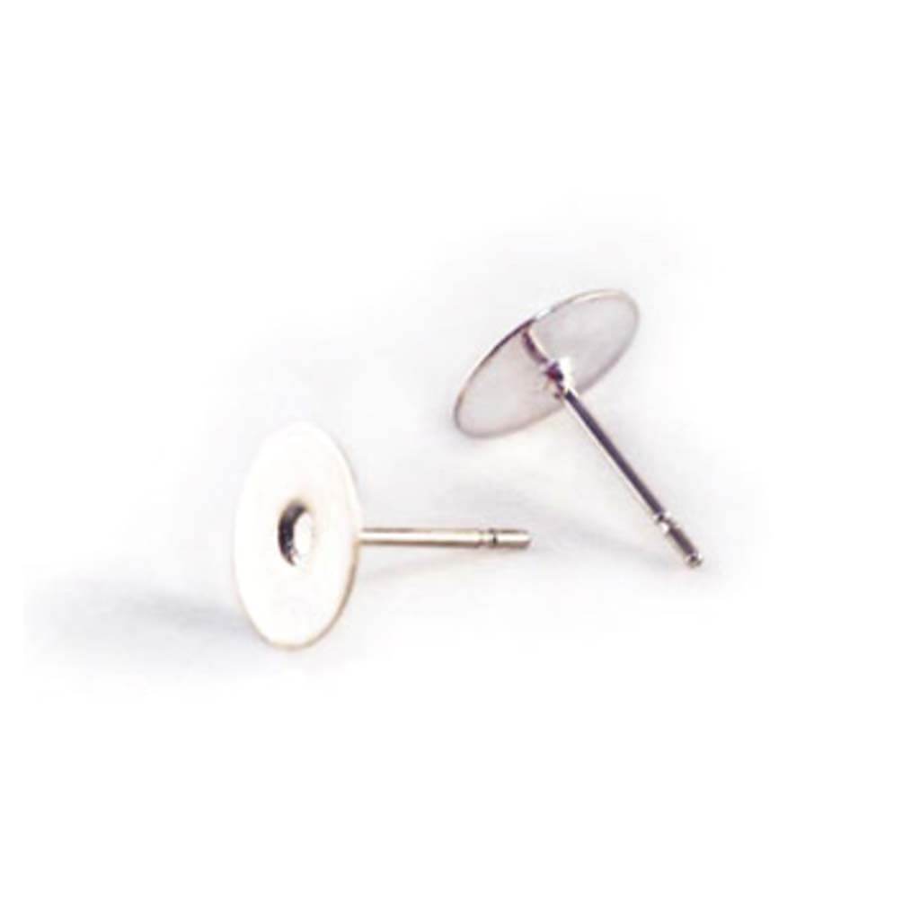 EARRING POST 8MM SILVER X20 FL ATBACK JEWELRY FINDINGS SILVER 