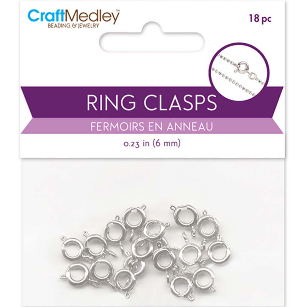 CLASP RING W/SPRING 6MM SILVER 